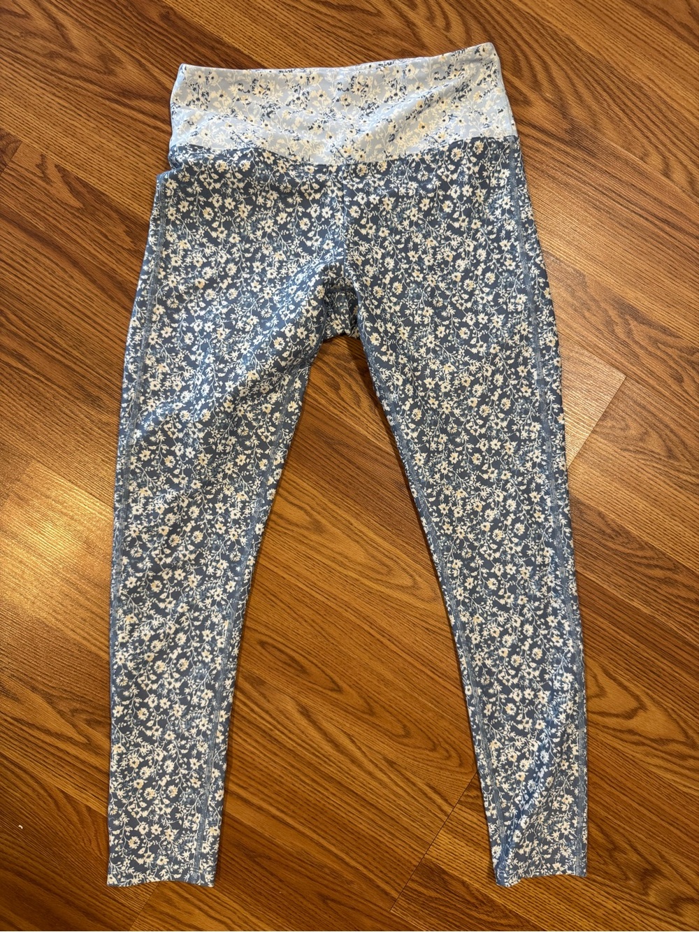 Summersalt Floral Leggings Size 6 Blue White High Rise Activewear